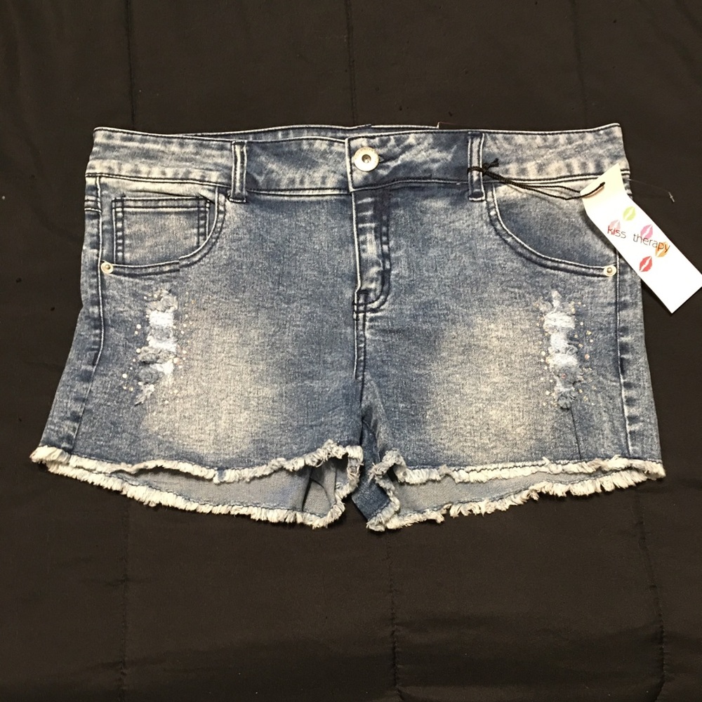 Cut off jean shorts 13 NEW denim bling NWT